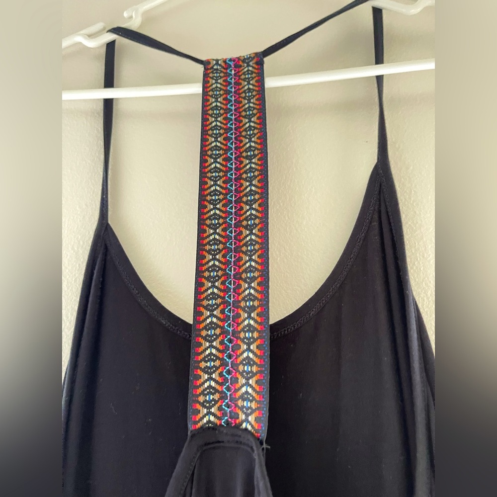 Spaghetti straps top with tribal print on back